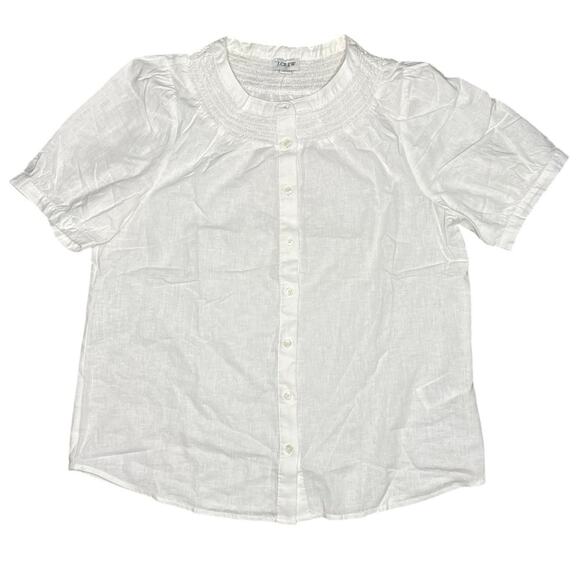 NWT J. Crew Linen-Blend Short-Sleeve Smock-Neck Top Size S - Picture 2 of 6